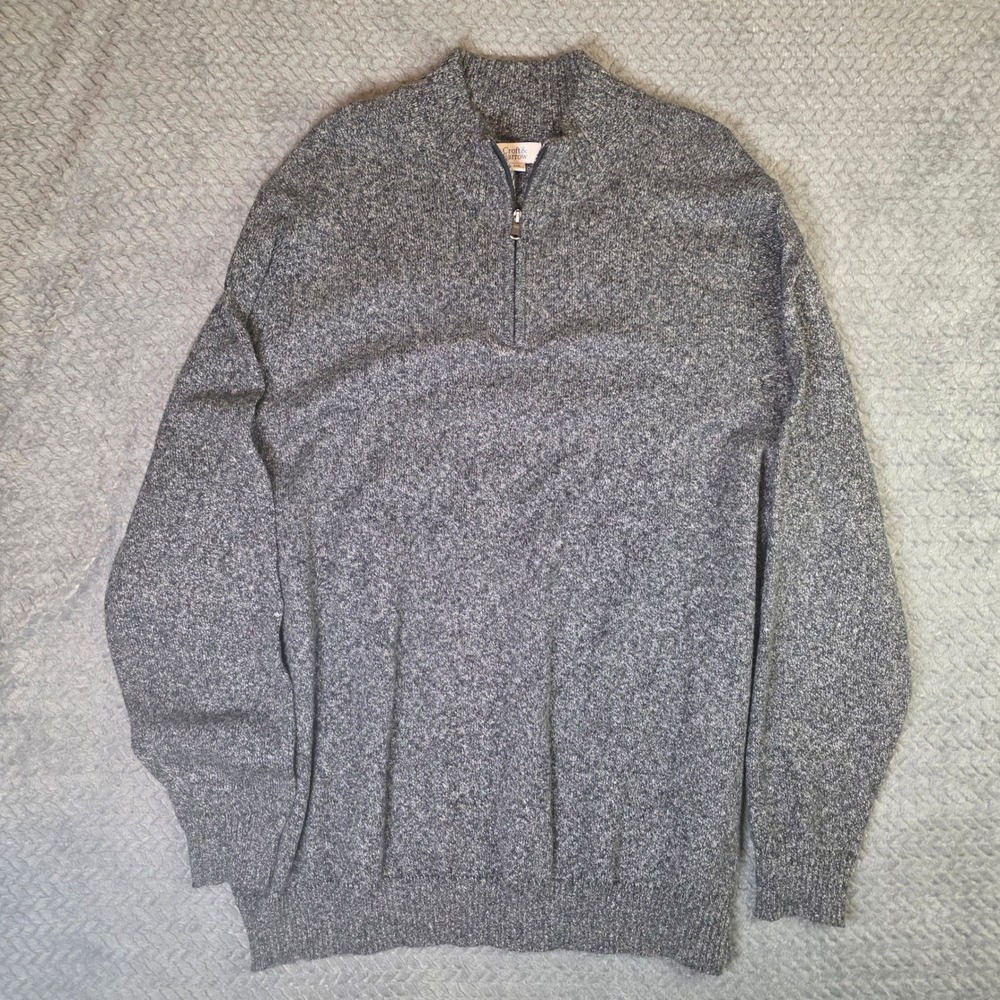 Croft & Barrow Mens 3XB Gray Marled Quarter Zip Pullover Sweater Big & Tall